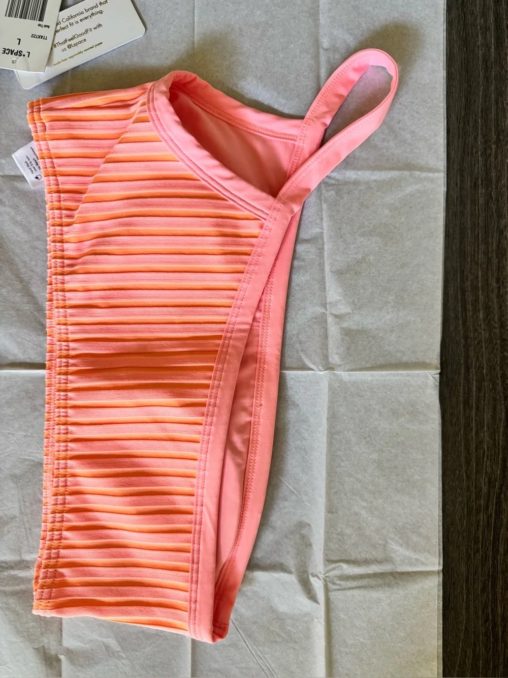 L*Space Axel Bikini Set Coral One-Shoulder Pink Stripe L Top M Bottom